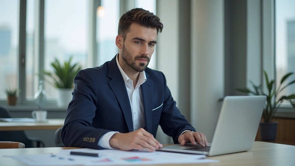 Финансовый консультант разрабатывает финансовый план с использованием компьютера и аналитических таблиц