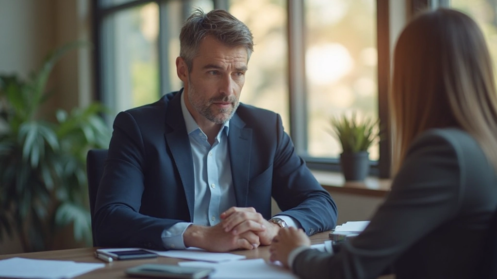 Менеджер по развитию персонала обсуждает индивидуальный план карьерного развития с сотрудником за столом в офисе